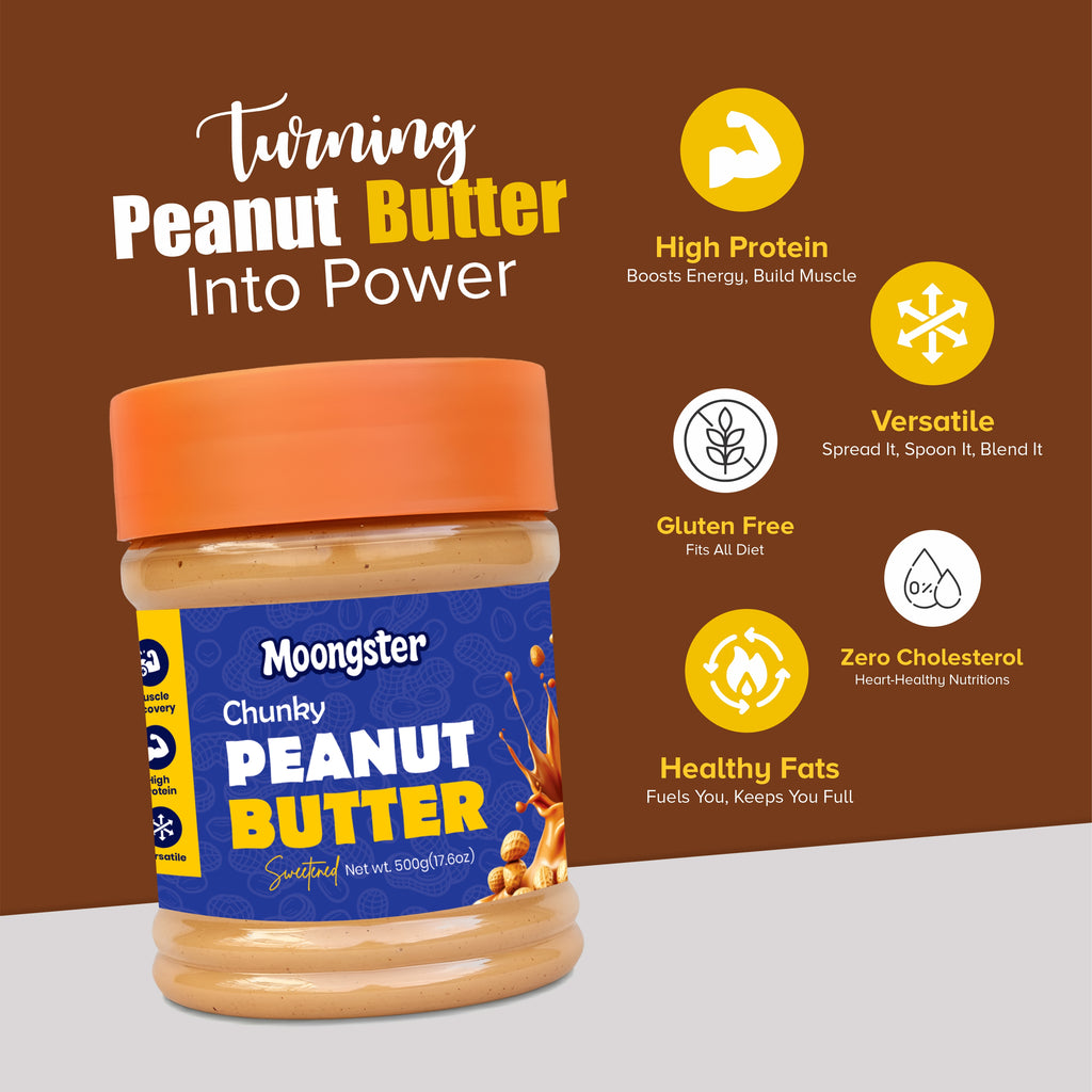 Jar of Moongster Chunky Peanut Butter 