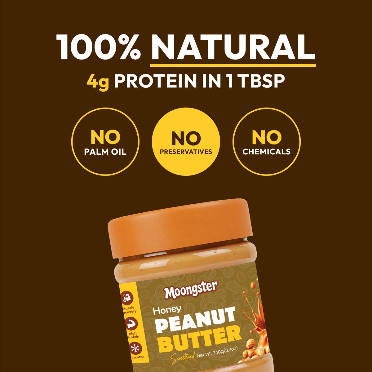Moongster Natural Honey Peanut Butter 340g
