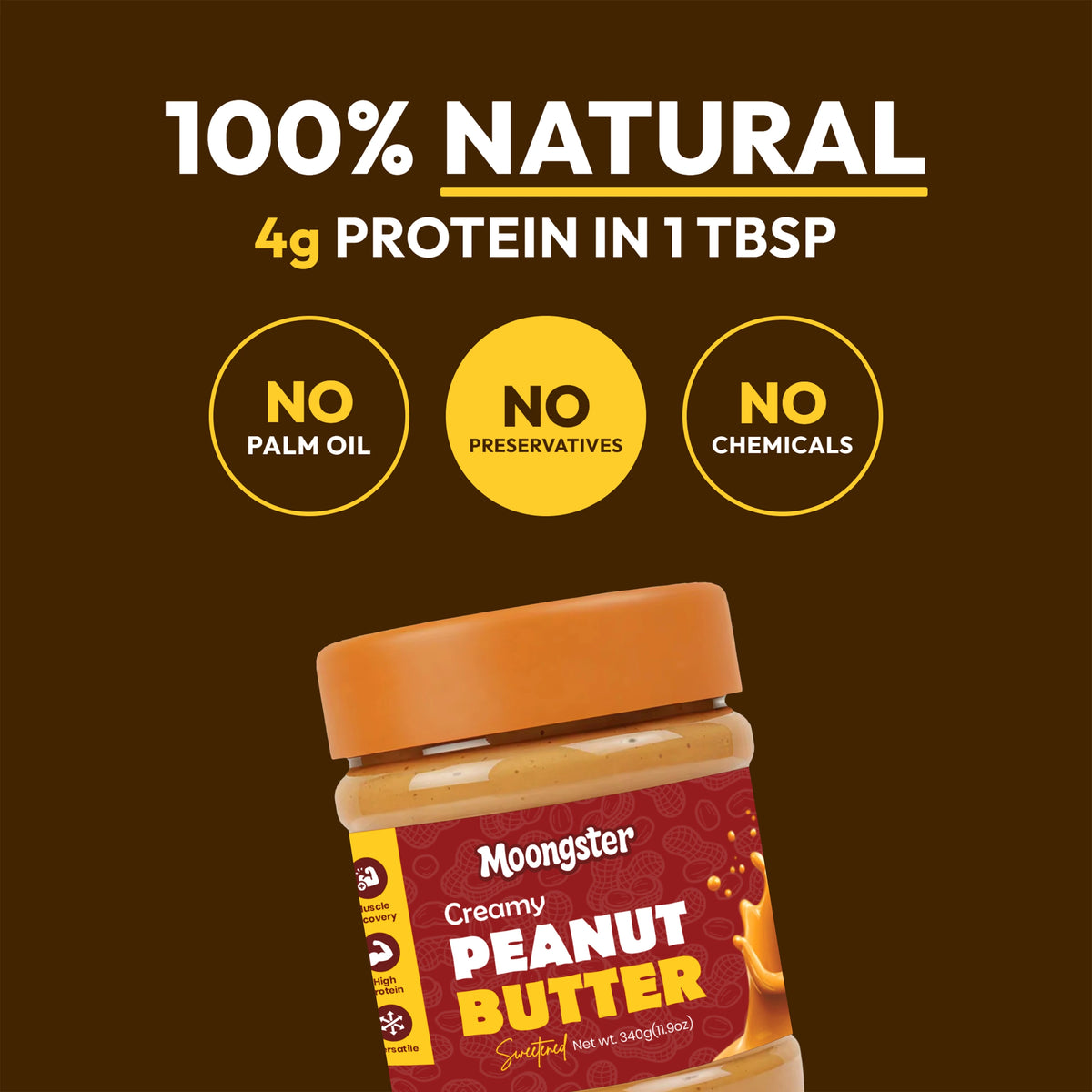 Moongster Natural Creamy Peanut Butter 340g
