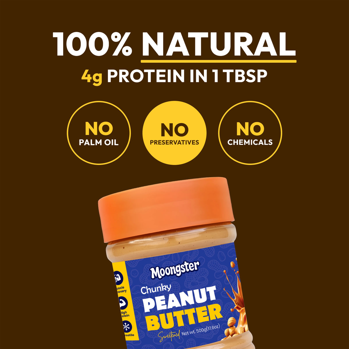 Moongster Natural Chunky Peanut Butter 1Kg